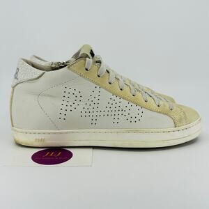 P448 Women's John White Leather Skate Mid Top Sneakers Size 36 EU/ 6 US